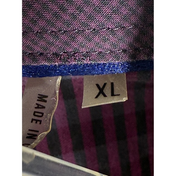 Bugatchi Uomo Mens XL Purple Black Plaid Classic Fit Long Sleeve Button Up Shirt - Picture 3 of 9